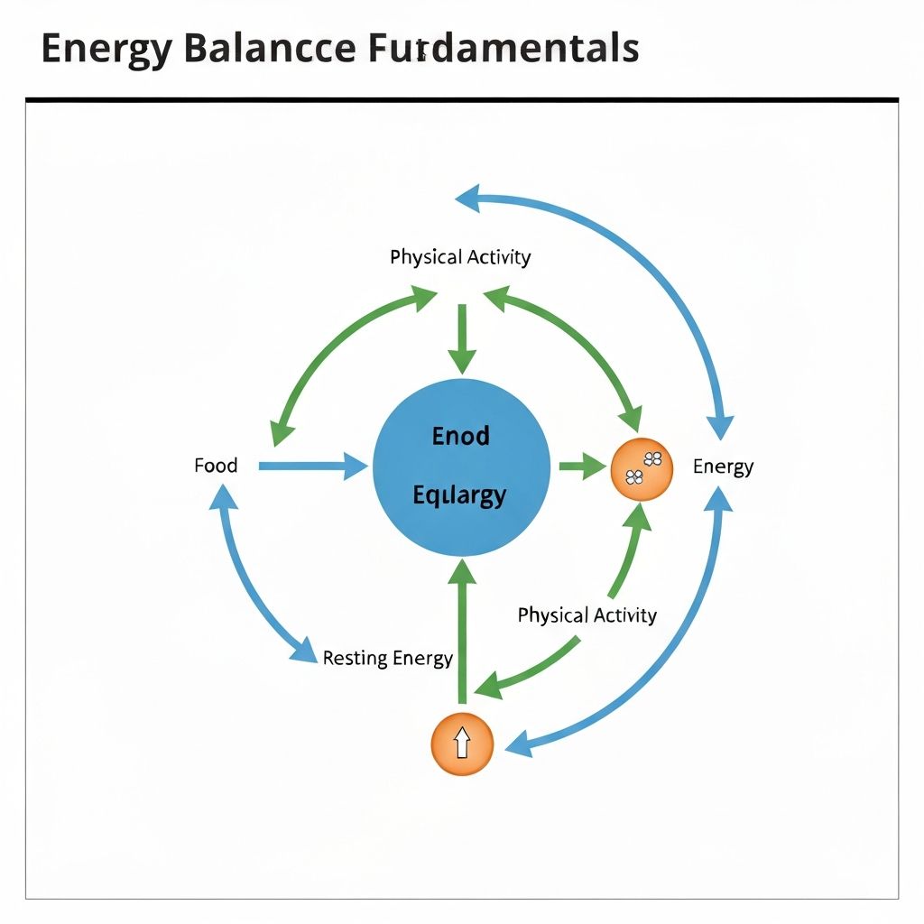 Scientific illustration of energy balance fundamentals