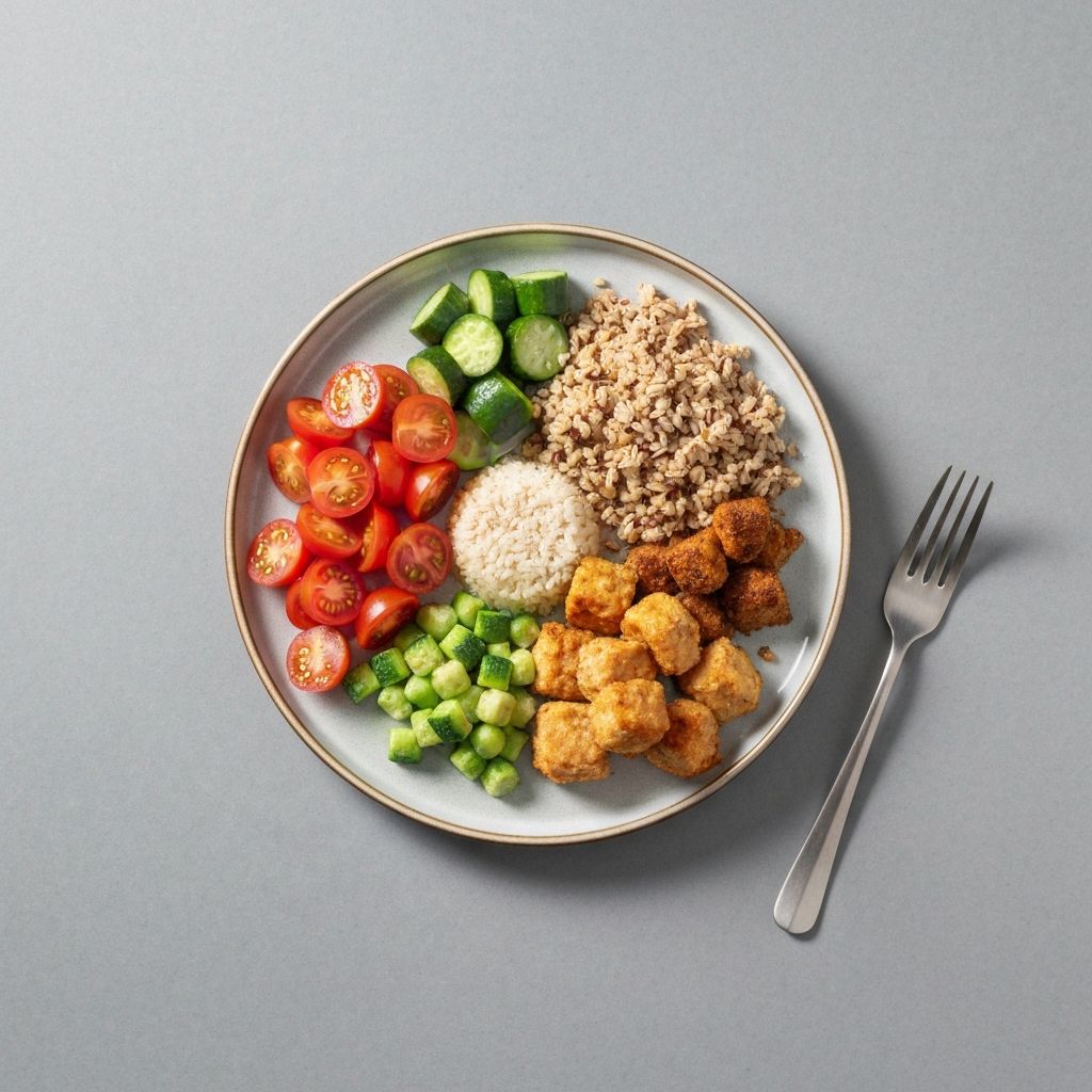 Balanced nutrition plate with symmetrical food components